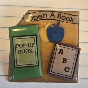 Lucinda Book Pin Brooch Open A Book Pop-Up ABC Teacher Librarian Gift Maine Art